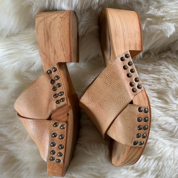 Free People Sonnet Clog Wooden Leather Sandal - Picture 6 of 16